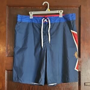 NWT Budweiser Red, White and Blue Swim Board Shorts - Size 38